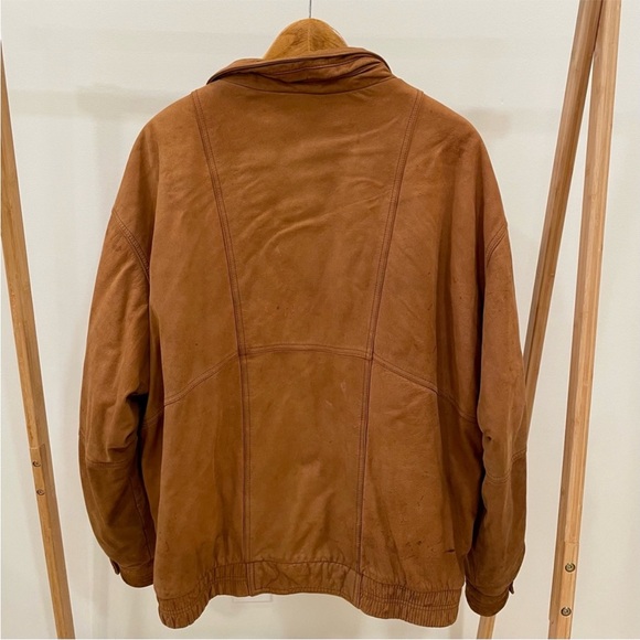 Vintage Members Only Aviator Bomber Leather Flight Jacket - Caramel Cognac Brown - Picture 9 of 9